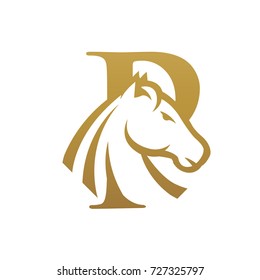 Golden Horse Initial P Vector Logo