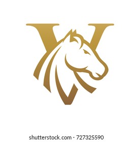 Golden Horse Initial V Vector Logo
