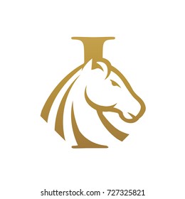 Golden Horse Initial I Vector Logo