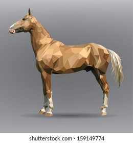 golden horse isolated on a gray background