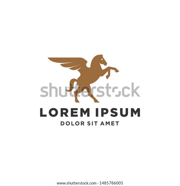 golden horse logo with wing standing pegasus stallion\
unicorn icon vector 