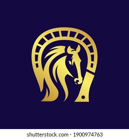 Golden horse running vector illustration, perfect for logo mascot and icon logo.