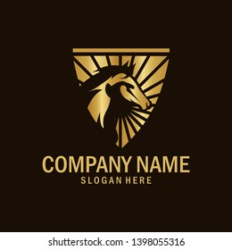 golden horse and shield logo vectors