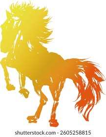 Golden horse silhouette,horse shadow illustration,vector,horse outline,golden animal silhouette,elegant horse,stylized horse,graphic design,horse icon,decorative silhouette

