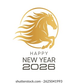 Golden horse zodiac icon for New Year 2026