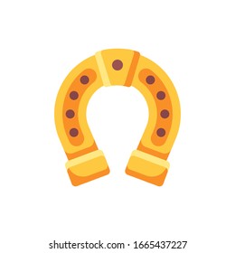 Golden horseshoe flat icon. Slot machine symbol