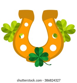 Golden Horseshoe with four-leaf clover.