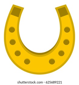 Golden horseshoe icon flat isolated on white background vector illustration