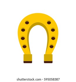 Golden horseshoe icon isolated on white background vector illustration