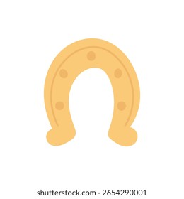 Golden horseshoe icon symbolizing good luck, crafted in flat style, perfect for charm illustrations, St. Patrick's Day themes, or fortune graphic sets.