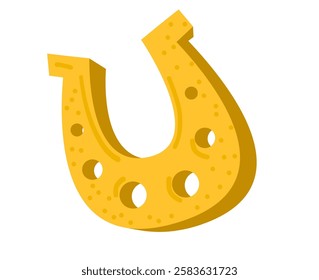 Golden Horseshoe Illustration Isolated on White Background