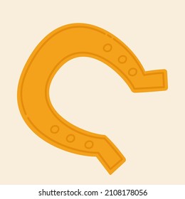 Golden horseshoe isoleted on white background. St. Patrick's day element for good luck. Vector illustration for web and mobile.