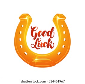 Golden horseshoe for luck. Vector illustration