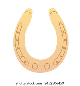 Golden horseshoe, lucky. Cowboy aesthetic concept. Wild west, country style. Flat vector illustration isolated on white background.
