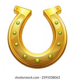 Golden horseshoe, lucky St. Patricks day symbol. Good luck sign, vector illustration isolated on a white background.