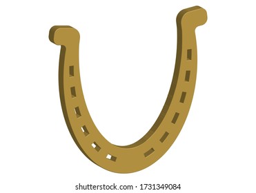 Golden horseshoe on white background
