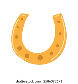 Golden horseshoe on white background. Symbol of St. Patrick's Day. Vector image on transparent background.