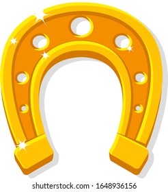 Golden horseshoe on a white, luck. Isolated