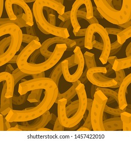 Golden horseshoe pattern seamless. Good luck symbol. vector illustration
