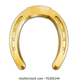 Golden horseshoe. A horseshoe symbolizes good luck. Vector illustration