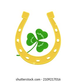 Golden horseshoe and three-leaf clover. Good luck symbols.