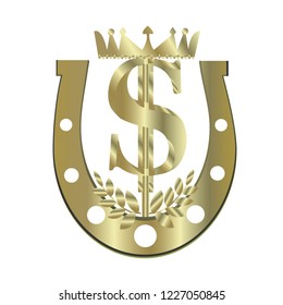 Golden horseshoe with two cats as a symbol of love and good luck in the house. Family mascot. Illustrations in vector format.
