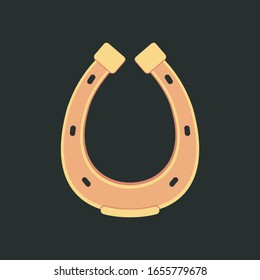 Golden horseshoes vector collection in flat style. lucky St. Patrick's day symbol.