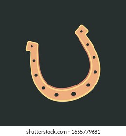 Golden horseshoes vector collection in flat style. lucky St. Patrick's day symbol.