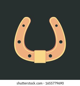 Golden horseshoes vector collection in flat style. lucky St. Patrick's day symbol.