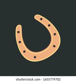 Golden horseshoes vector collection in flat style. lucky St. Patrick's day symbol.