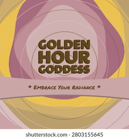 GOLDEN HOUR GODDESS decorative type artwork with drop shadow text over nested contour isoline ring clusters