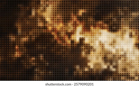 Golden Hour Halftone, Abstract Representation of Light and Shadow with a Gridded Overlay Creating a Vintage Aesthetic