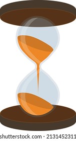 Golden hourglass, illustration, vector on a white background.