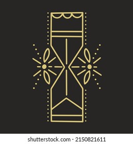 Golden hourglass isolated vector illustration. Magic element for design. Line icon passage of time clipart