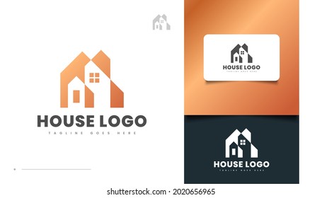 Golden House Logo Design for Real Estate Business Logo