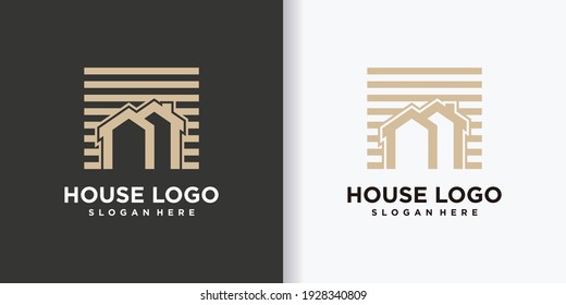 golden house logo template with creative concept 