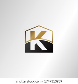 Golden house negative space  letter K logo design template concept for business, real estate, hotel, construction and more identity.
