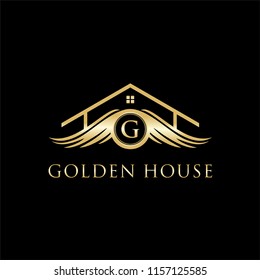 GOLDEN HOUSE WITH WINGS LOGO DESIGN INSPIRATION