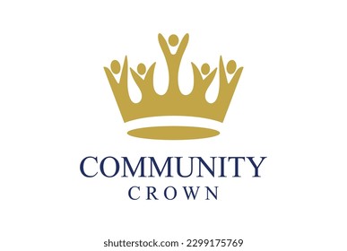 Golden Human Crown for Unity Diversity Community Charity Foundation Logo Design