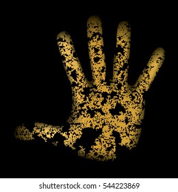 Golden Human hand.Vector.