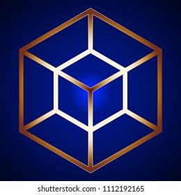 Golden Hypercube Figure on background