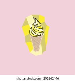 Golden ice cream  in a wafer cup