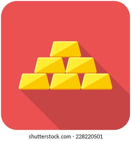 Golden icon icon(flat design with long shadows)