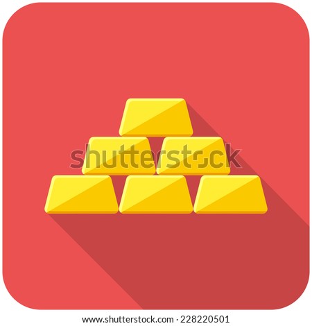 Golden icon icon(flat design with long shadows)