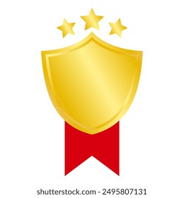 Goldenes Symbol für die Rangfolge in Schildform, Vektorgrafik