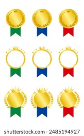 Golden icon set for ranking, vector illustration