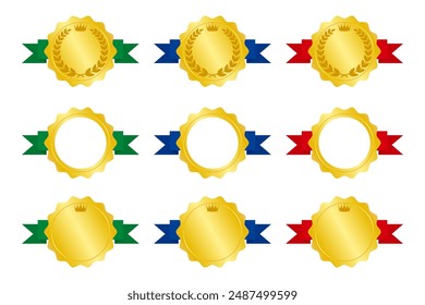 Golden icon set for ranking, vector illustration