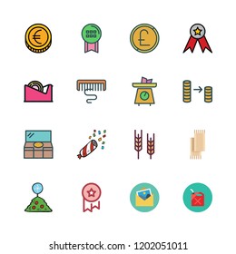 golden icon set. vector set about coin, picture, medal and confetti icons set.