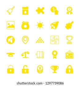 golden icons set with sport trophy, placeholder outline and coin vector set