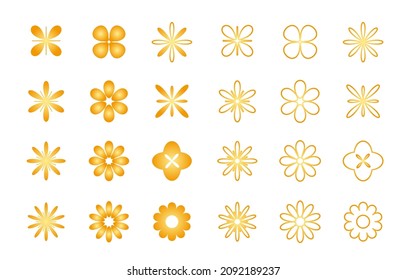 It is a golden illustration set of simple flower silhouette icons.Easy-to-use vector data.